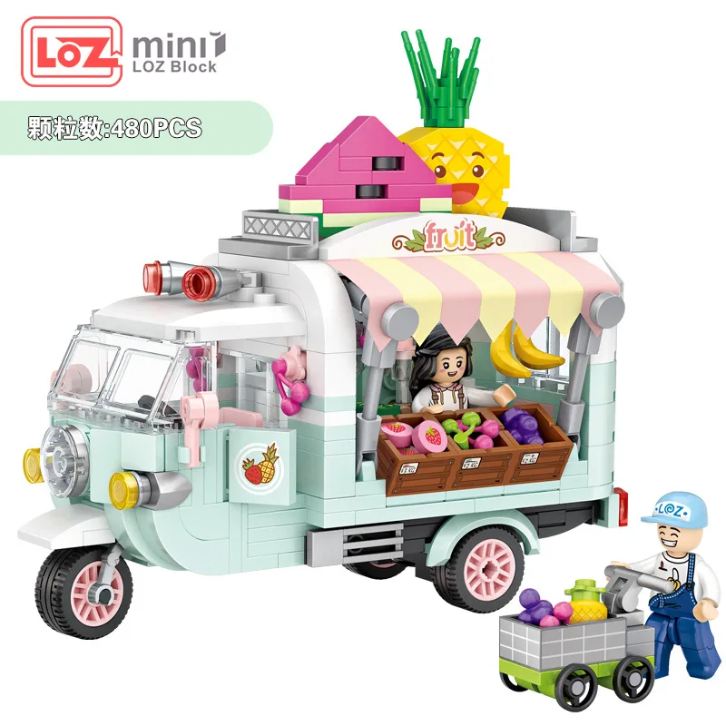 

New LOZ Mini Blocks City Series Street view 480pcs+ FOOD truck fruit/icecream shop learning I-Interactive Assemble Toy 1737 1738