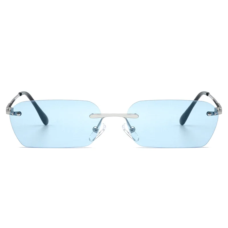 

Fashion Frameless Square Sunglasses Men Women Metal Small Frame Sun Glasses Color Ocean Lens Eyeglasses UV400