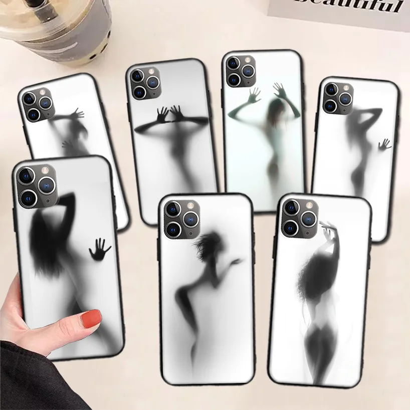 Woman Silhouettes Sexy Lady Girl Black Phone Case For Apple iPhone 11 13 Pro Max 12 Mini X XS XR 7 Plus 6 6S 8 + SE 5S Pattern