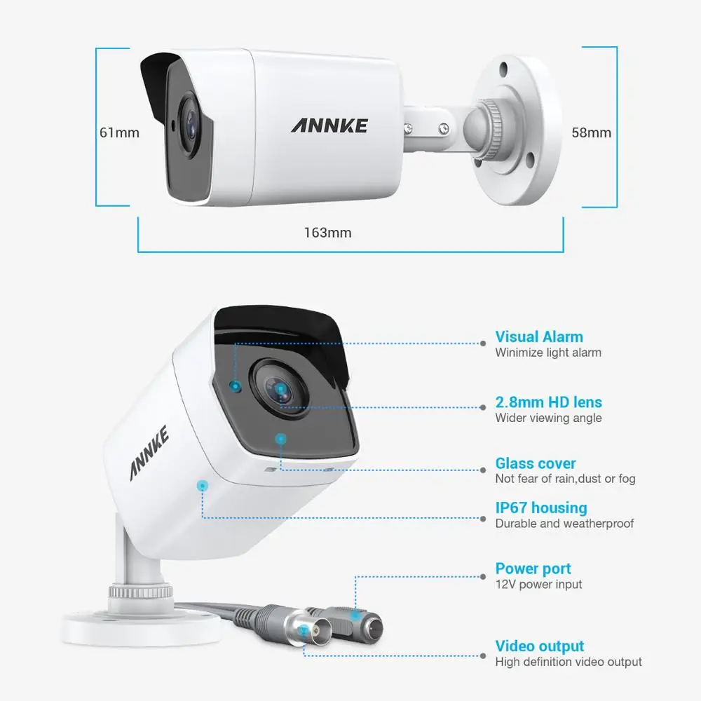 ANNKE 4X Ультра HD 5MP камера TVI CCTV наружная Всепогодная белая охранная система