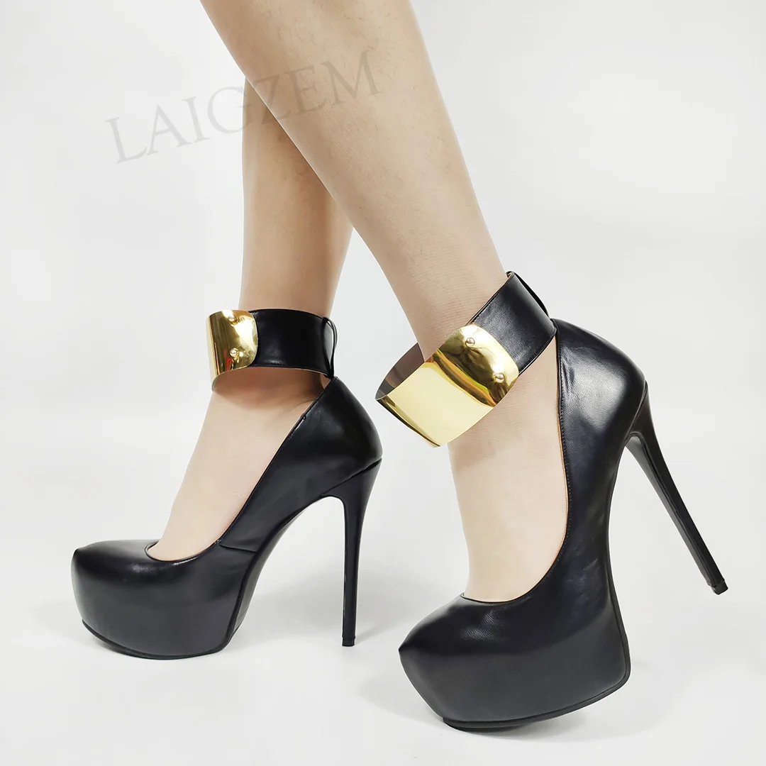 Туфли laigзем женские на платформе высокий каблук шпилька круглый носок