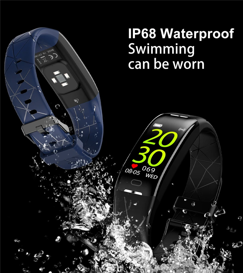 Bluetooth умный спортивный браслет IP68 Водонепроницаемый фитнес трекер кровяное