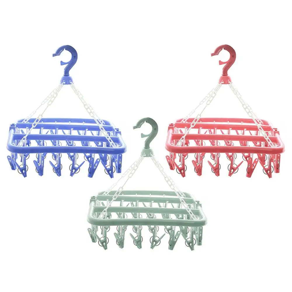 Складная вешалка для носков и одежды 32 зажима|Сушилки белья| |