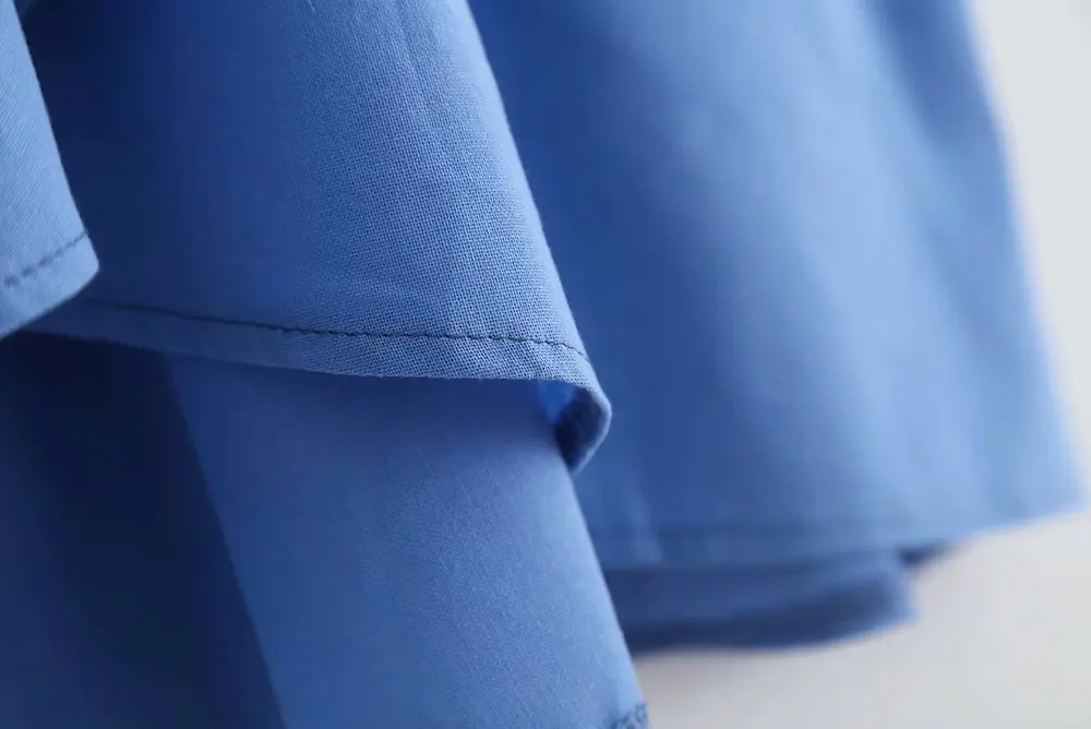 Женская офисная одежда оборки синие миди пуговицы для юбки летающие Женские