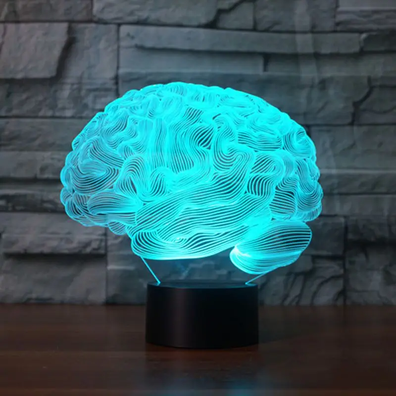

Brain Shape 3D Illusion Lamp 7 Color Change Press Switch Led Night Light Acrylic Desk Lamp Atmosphere Lamp Novelty Lighting