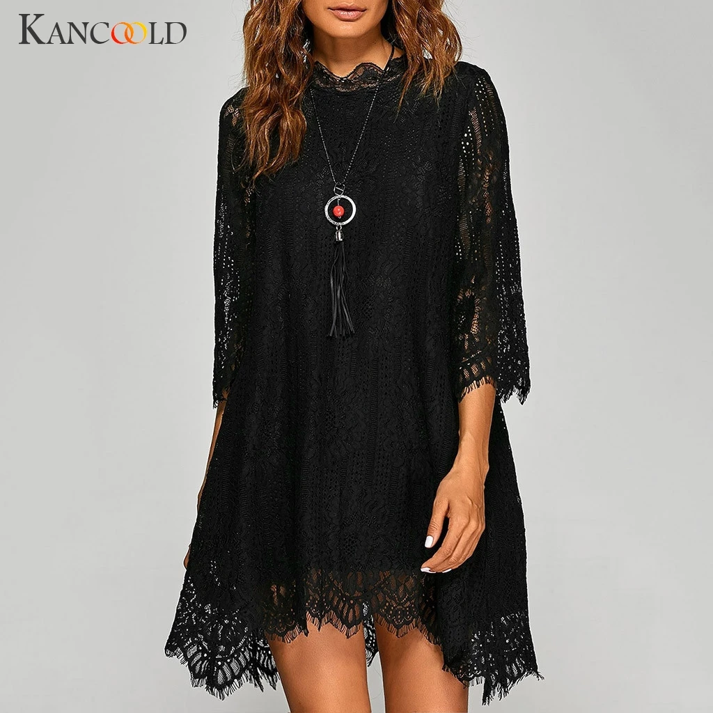 KANCOOLD Ажурное белое платье сексуальное женское Мини шифоновое полупрозрачное с