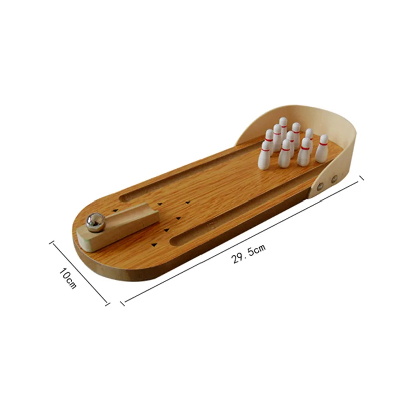 

Mini Bowling Games Wooden Miniature Bowling Ball Set for Kids Adults Party Fun Interactive Educational Tabletop Bowling toy