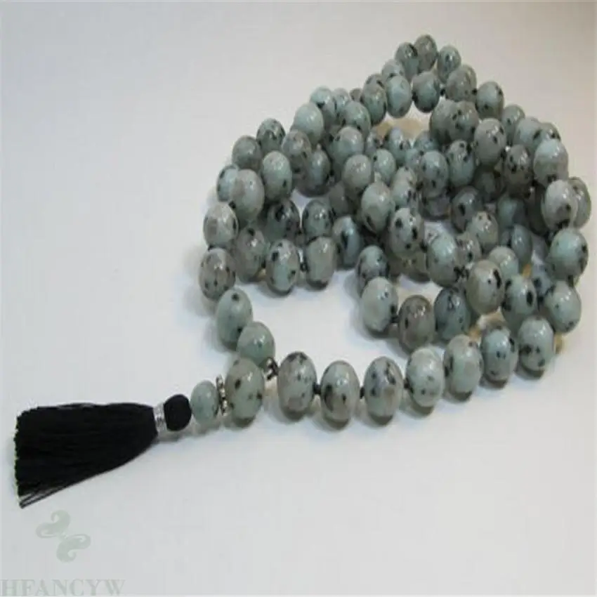 

8mm Alabaster Gemstone 108 Beads Tassels Mala Necklace yoga Wrist Cheaply Lucky Chakras Nature Bless