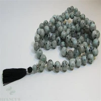 8mm alabaster gemstone 108 beads tassels mala necklace yoga wrist cheaply lucky chakras nature bless