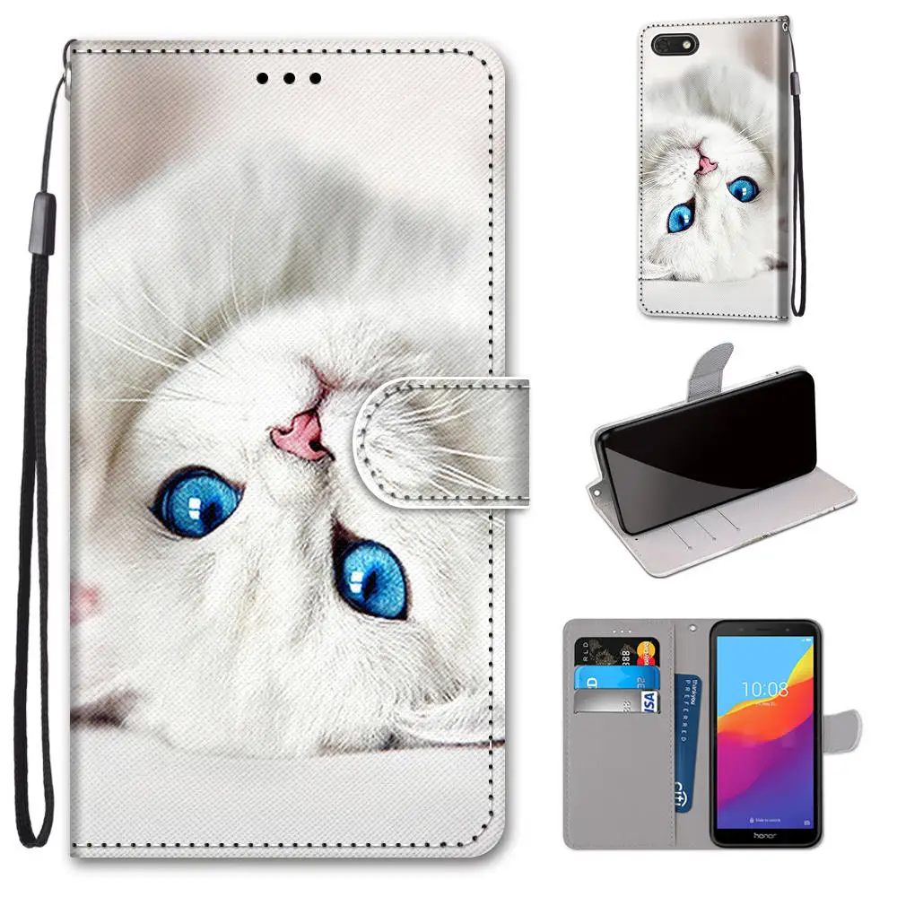 Cute Leather Phone Bags For Cover Huawei Honor 7A 5.45 inch Rose Wallet Case Box Tower Sky for DUA-L22 Flip | Мобильные телефоны и