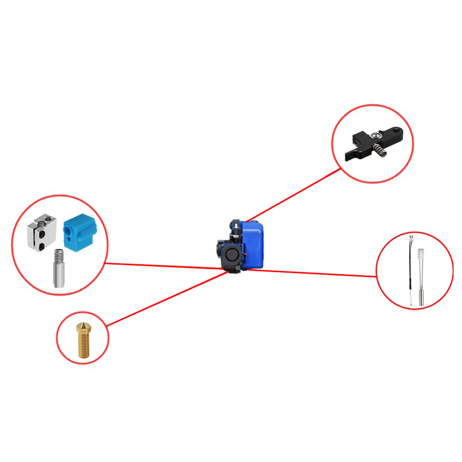 Комплект экструдера с сопло вулкана силиконовый рукав алюминиевая ручка для
