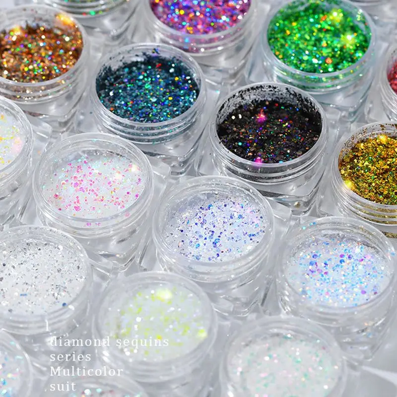

12 Colors Diamond Sequins Mica Powder Resin Pigment Iridescent Glitters Art Kit