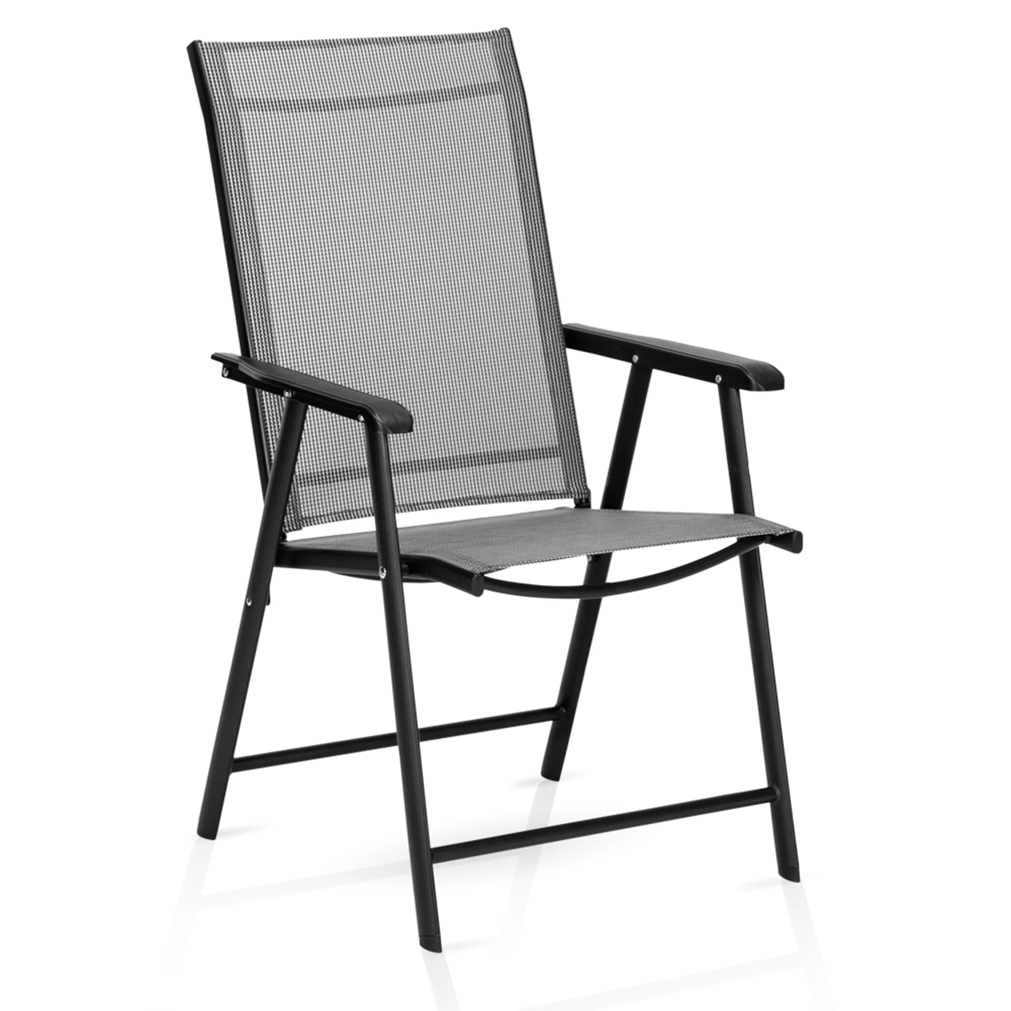 

2/4Pcs Multipurpose Patio Folding Chairs Portable for Outdoor Camping Beach Deck Dining Chair with Armrest Gray[US-Stock]