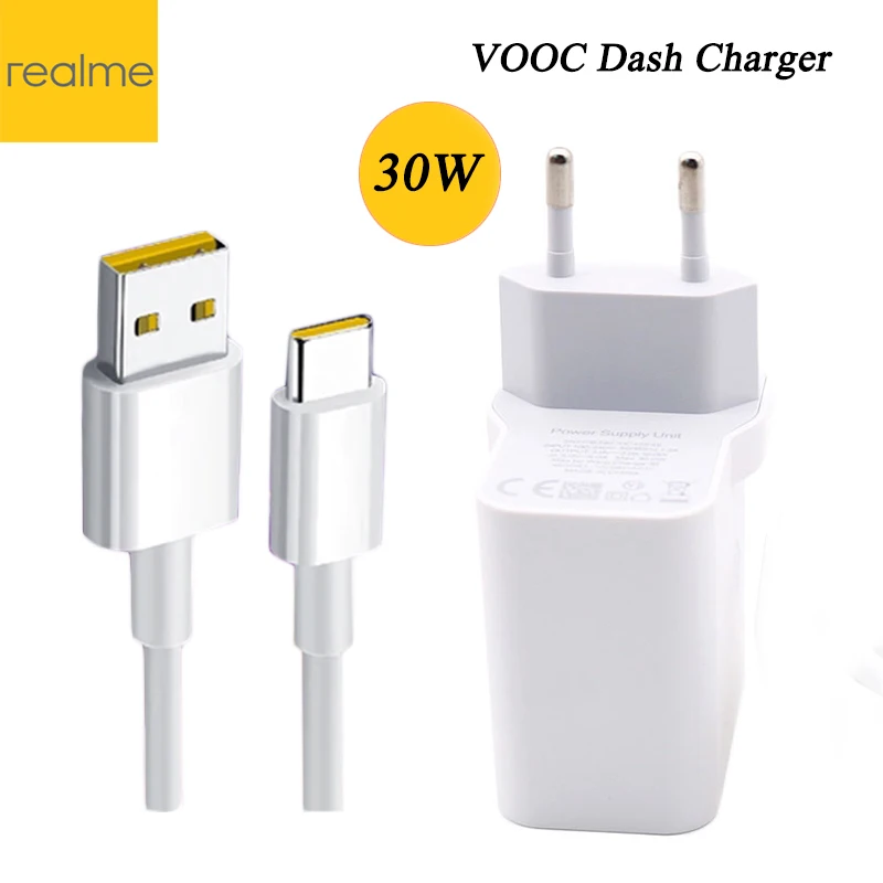 Зарядное устройство EU Realme для приборной панели 5 В/6 А быстрая зарядка 1 м USB Type C