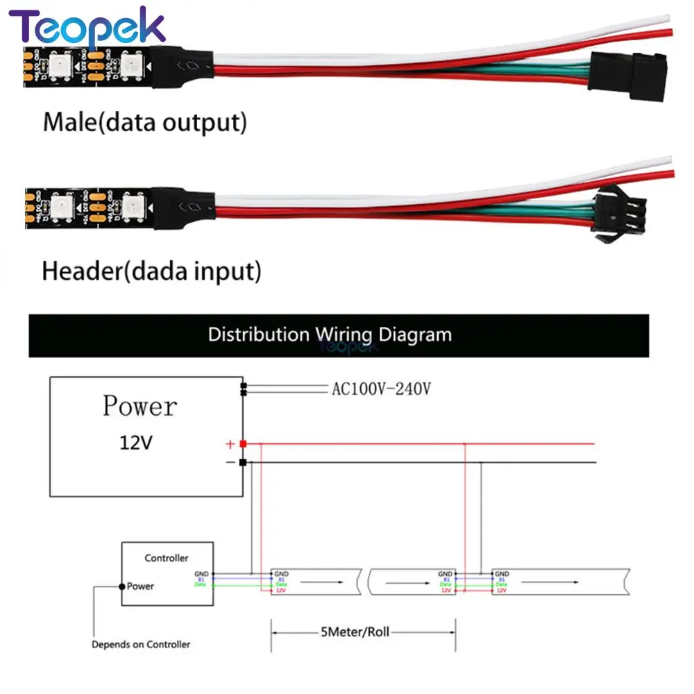 Пиксельная Светодиодная лента WS2812B 1 м/5 м 30/60/144 пикселей WS2812 IC адресная