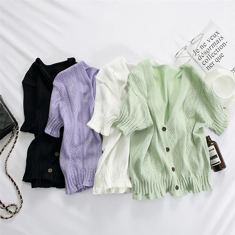 Женские футболки с V-образным вырезом на пуговицах повседневные коротким рукавом