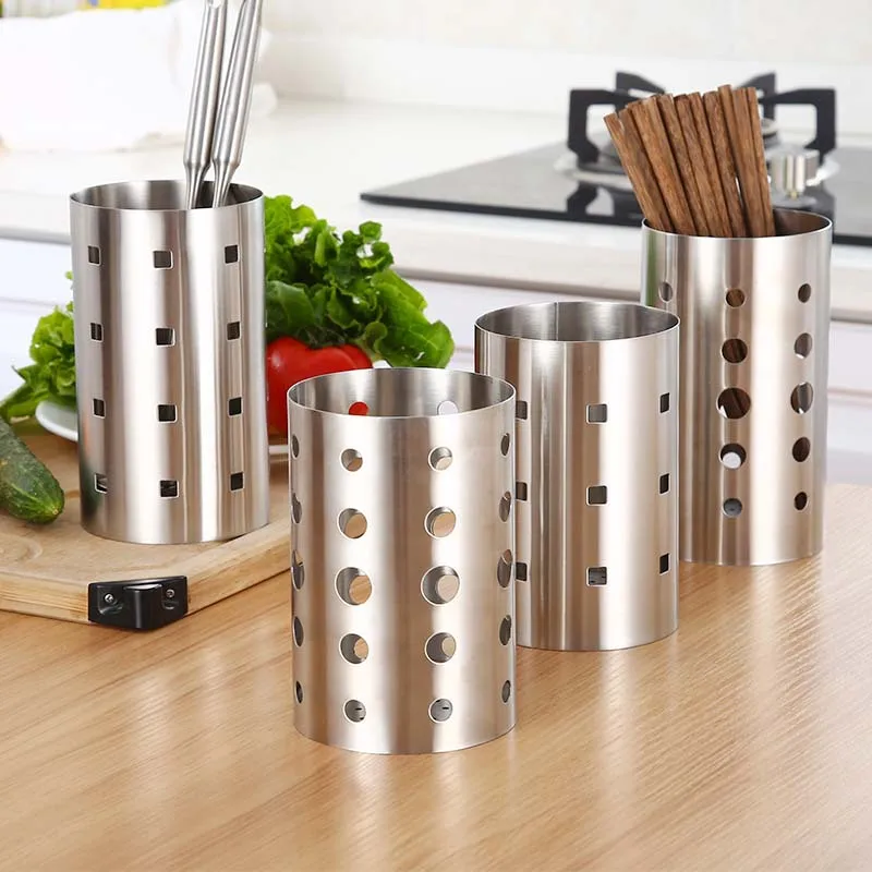 

304 Stainless Steel Chopsticks Rack Kitchen Storage Container Fork Spoon Holder Drain Tableware Shelf Home Supplies