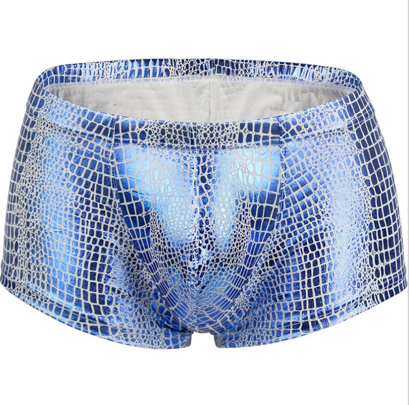 

Fashion Men Snake Printed Boxer Bulge Pouch U Convex Underwear Polyester Low-waist Underpants
