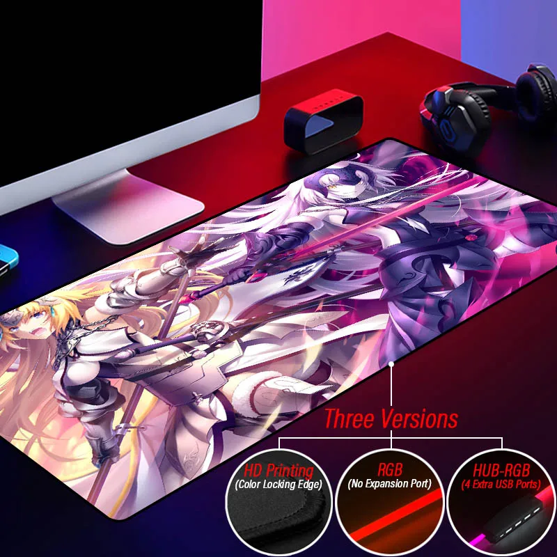 

Большой коврик для мыши Fate Grand Order с подсветкой, коврик для мыши Saber Archer RGB, коврик для мыши FGO 900x400 со светодиодной подсветкой, 4 в 1, USB, индивидуа...