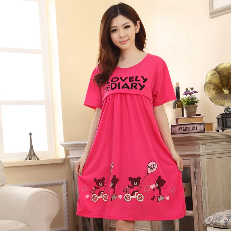 as picture Dollplus летняя Ночная рубашка пижамы Послеродовая лактация кормления милый мультфильм короткий рукав Повседневная тонкая для беременных и матерей после родов - Цвет: as picture