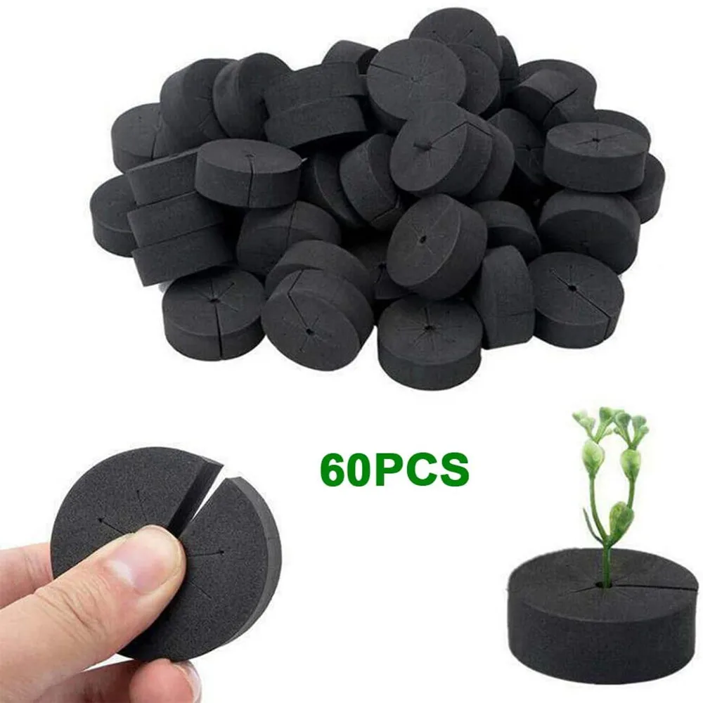 

80Pcs Black Hydroponic Baskets Sponge Garden Vegetable Soilless Planting Sponge Nursery Pots Foam Plants Root Fixed Sponge