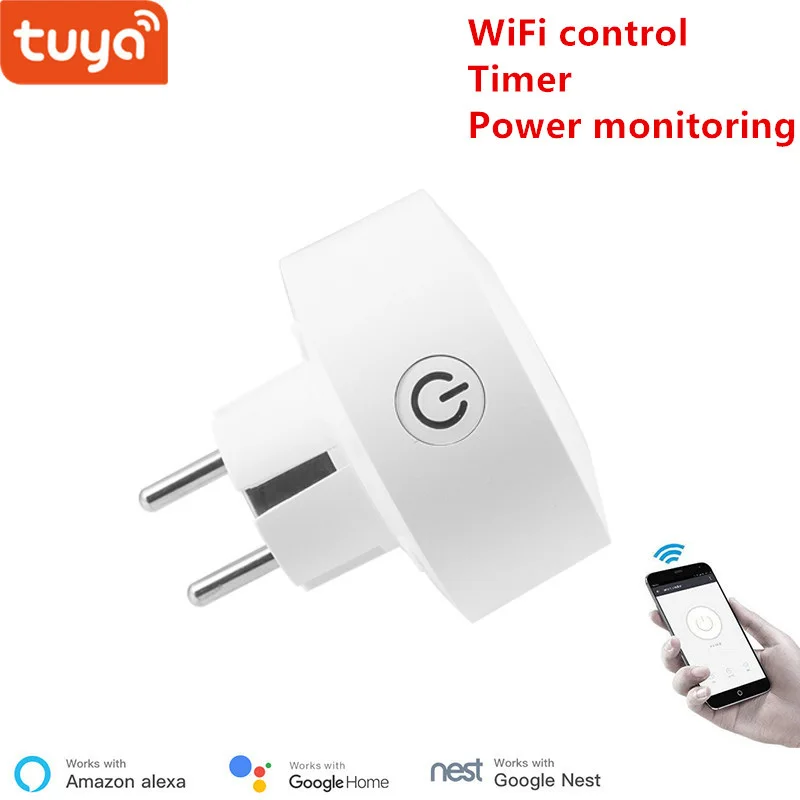 Tuya ЕС WiFi розетка Беспроводная вилка умный дом переключатель совместим с Google home и