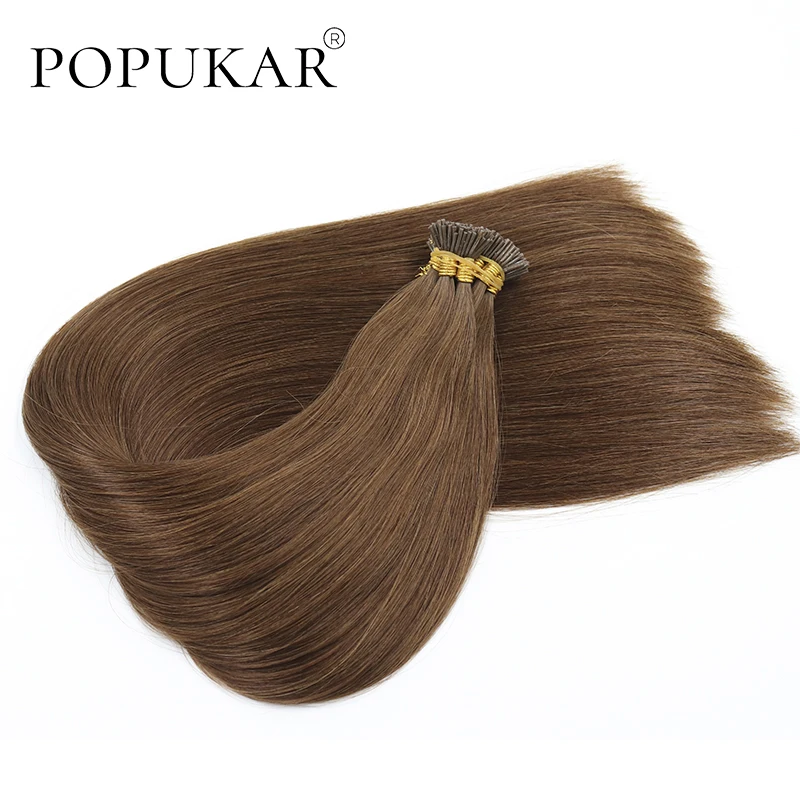 Popakku перуанские волосы Remy с выравненной кутикулой светло коричневые 0 66 г/пряди
