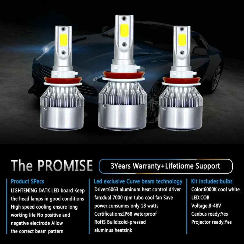 

FELIGHTS H11 Car LED Headlight Kit 8000LM Light Bulbs H7 H8 H9 H4 H1 9005 9006 HB3 HB4 H27 Led Bulb 6000K Car Lights Accessories