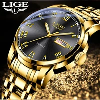 2021 watches mens top brand luxury fashion quartz gold clock lige all steel men wristwatch waterproof date week dial watchbox