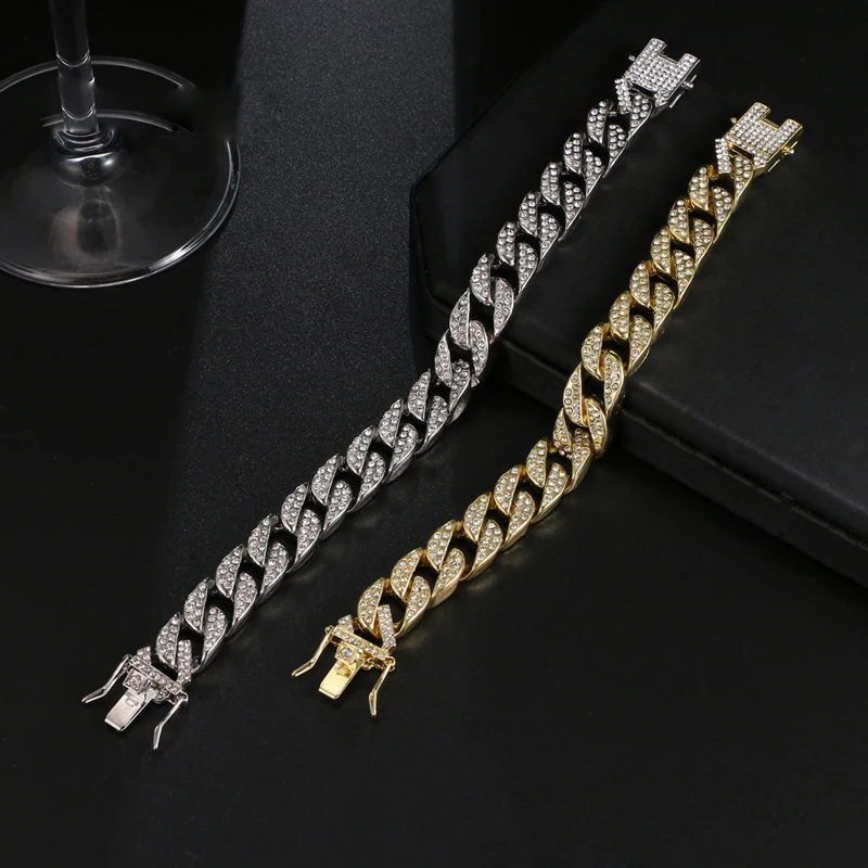 Браслет-цепочка мужской в стиле хип-хоп с фианитами | Украшения и аксессуары