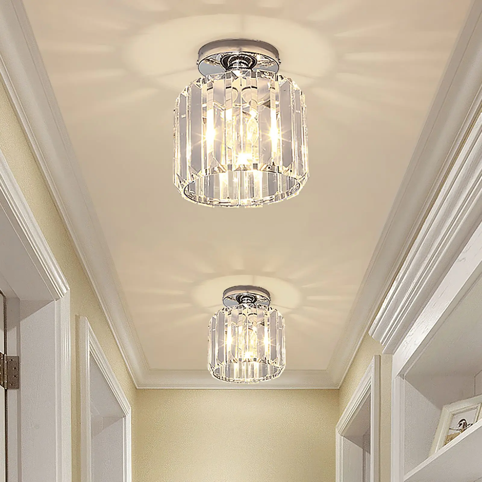 Хрустальная люстра с полуутопленным креплением потолочный светильник