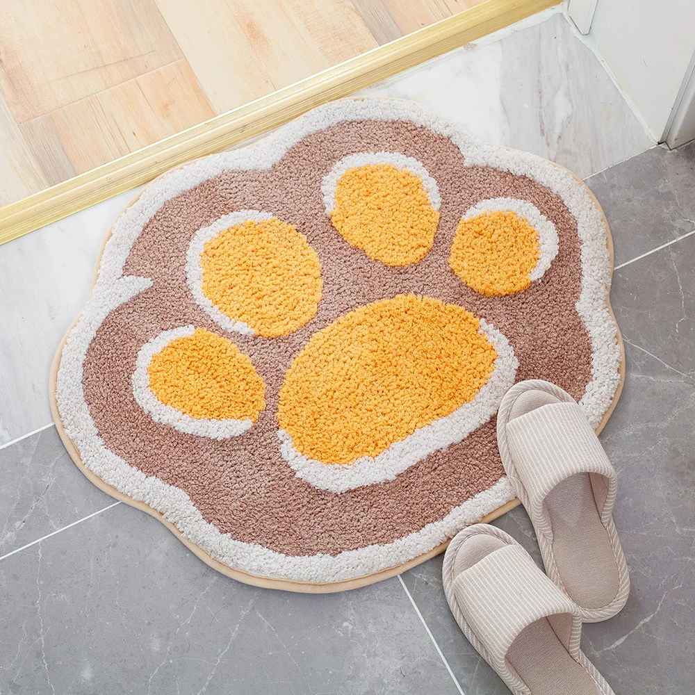 

Flocking Cartoon Home Cat Paw Printed Mat Absorb Water Non-slip Super Soft Quick Dry Foot Pad Kid Room Bedside Home Decor Carpet