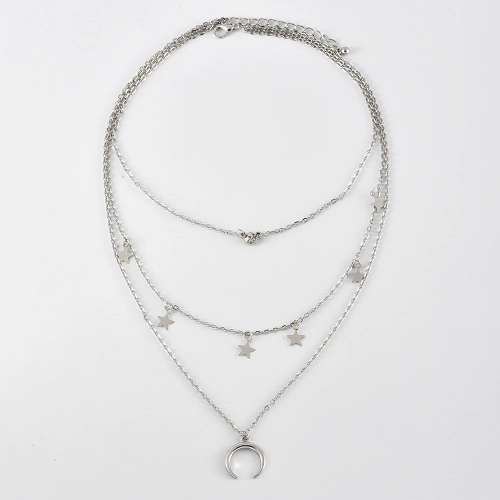 2019 модное многослойное ожерелье-чокер эффектное ожерелье кулон с Луной и