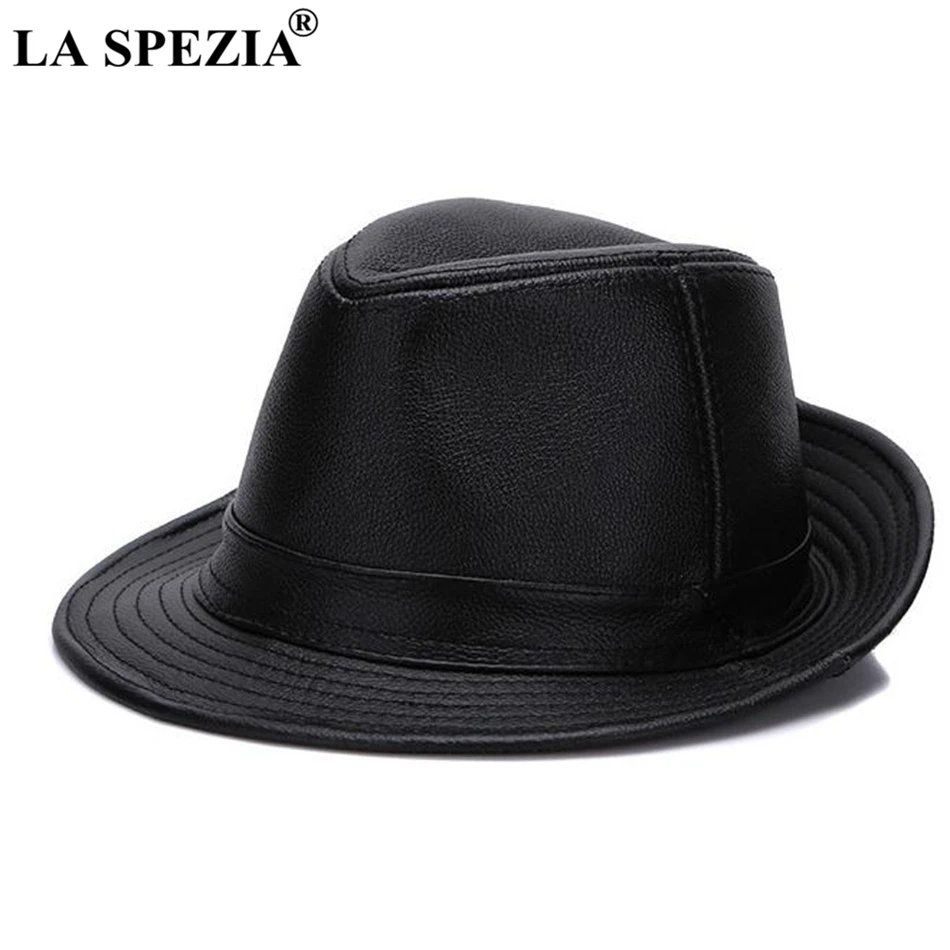

Fedora Hat Men Brown Genuine Leather Retro Jazz Caps Gentleman Real Leather Luxury Spring Classic Felt Trilby Hat
