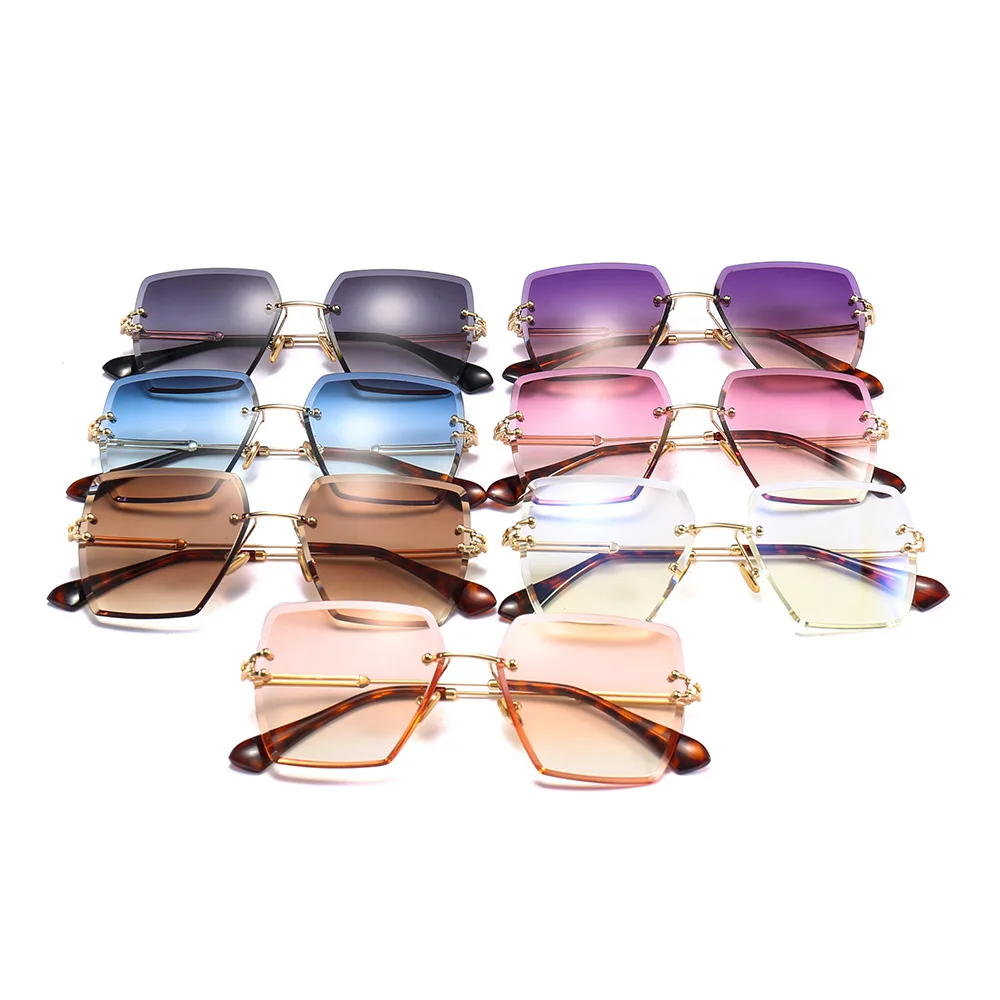 

Rimless Cut-edge Square Sunglasses Gradient Color Sun Glasses 2021 New Fashion Glasses