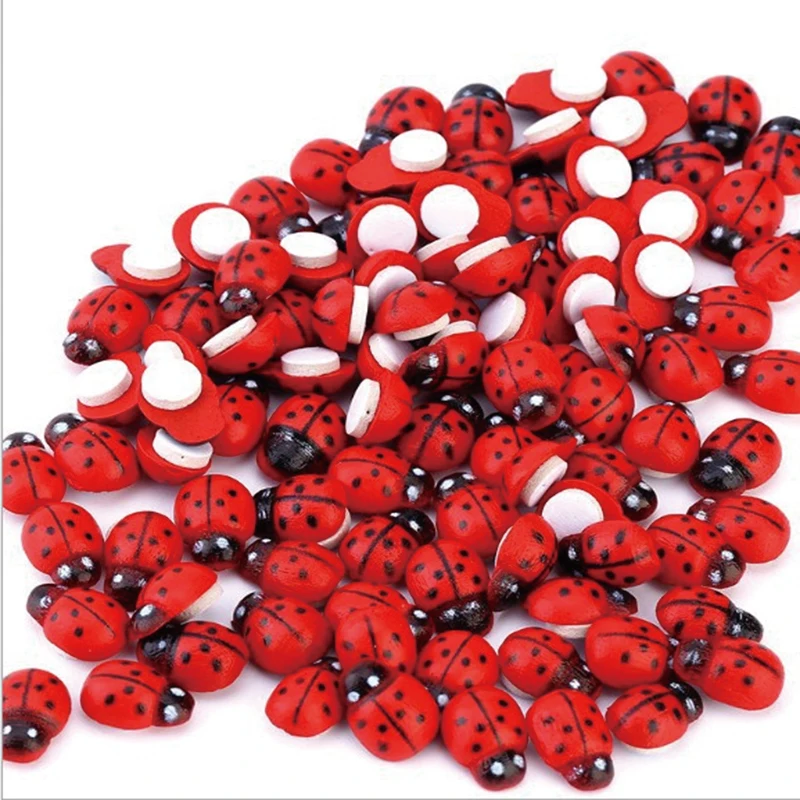 100 шт мини божьи коровки дерево ремесло самоклеющиеся холодильник паста