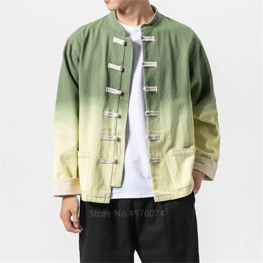 

Chinese Style Traditional Clothing for Men Asian Fashion Tang Suit Fashion Gradient Streetwear Stand Collar Top Shirt Jacket