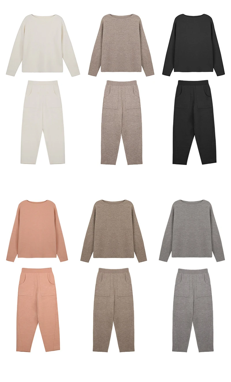 Women Outfits Cashmere Sweater Two Piece Sets Tracksuit Autumn Winter Fashion Sweatsuits Sport Suit Female Knit Pant Set