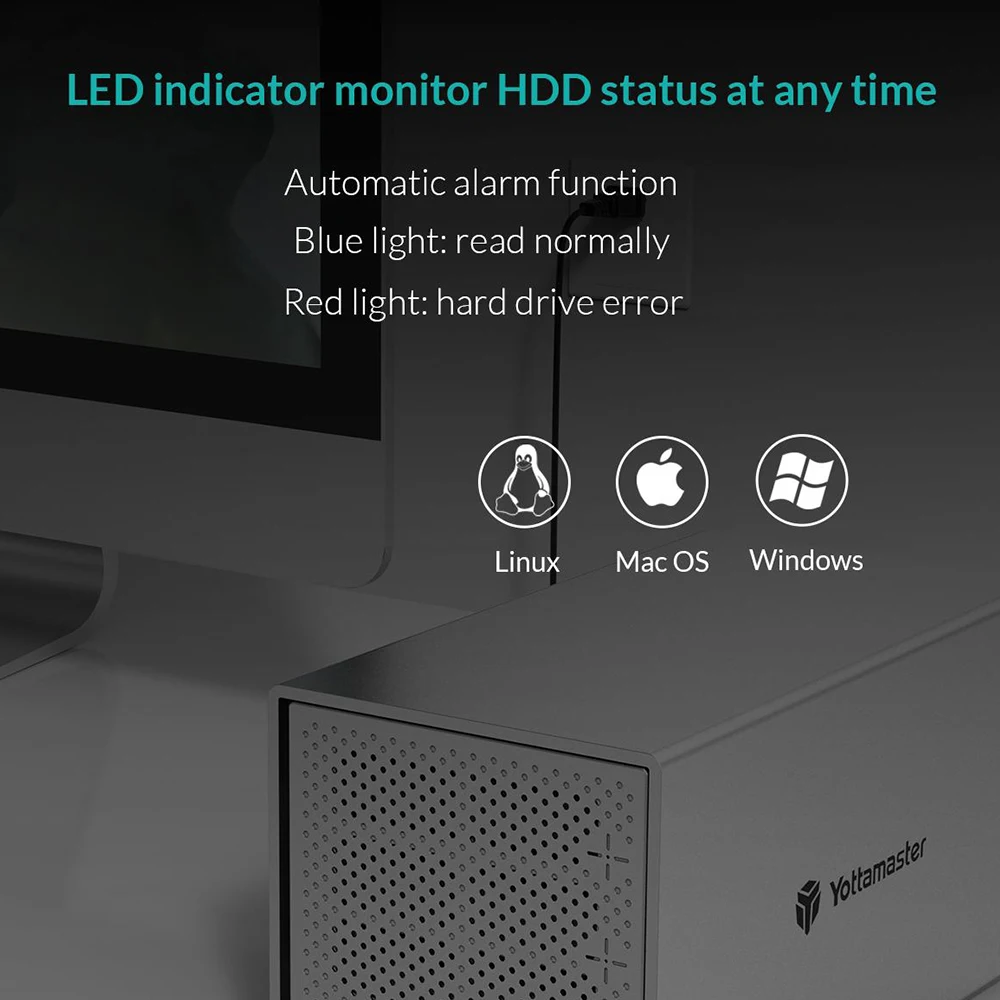 Корпус для внешнего жесткого диска Yottamaster PS400U3 алюминиевый 4 отсека 2 5 дюйма/3
