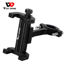 WEST BIKING Aluminum Alloy Bike Mobile Phone Holder Adjustable Bicycle Phone Holder Non-slip MTB Phone Stand Cycling Accessories