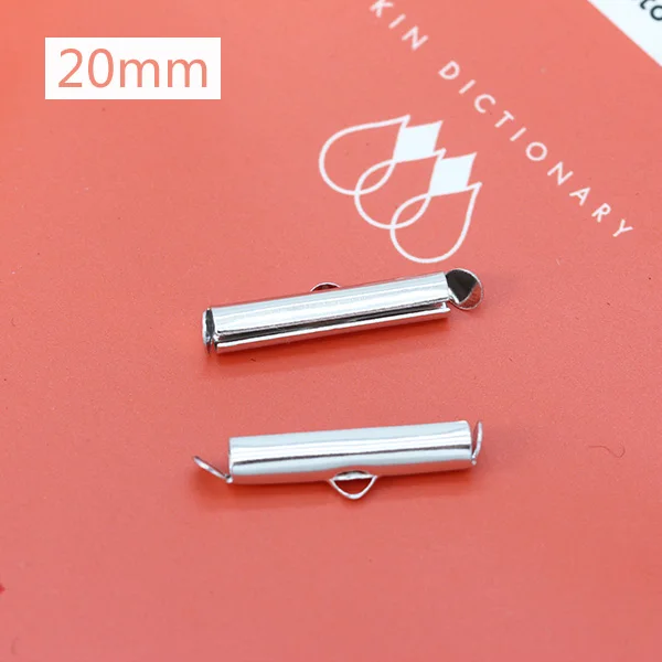 20mm nickel 50p 10/13/16/20/25/30/35/40 мм цвет серебристый, золотой бисером Miyuki скользят по конечных застежка трубка Ползунки с торцевыми крышками разъем для бисером цилиндр - Цвет: 20mm nickel