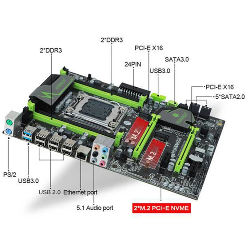 HUANANZHI X79 LGA2011 материнская плата с M.2 SSD слотом процессор Intel Xeon E5 2650 V2 RAM