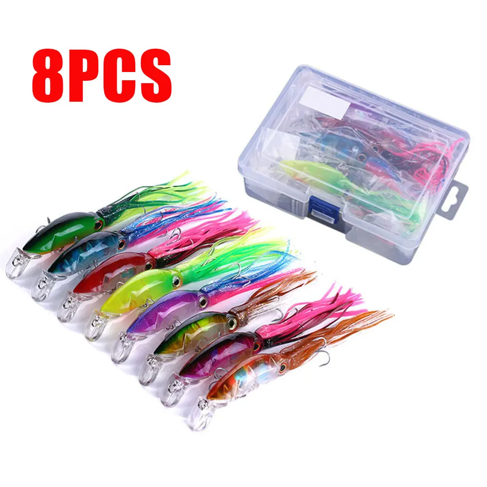 

8pcs/lot Octopus Squid Jig Fishing Lures Trolling Big Game Saltwater Bait Lures in stock fast shipping dropshipping