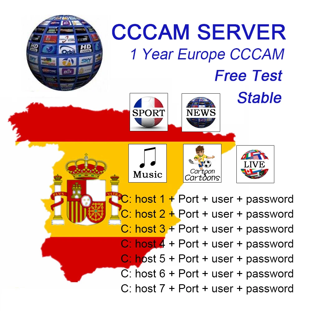 

Spain stable cccam lines for Europe support Portugal Germany Netherlands is compatible with speaker satellite TV