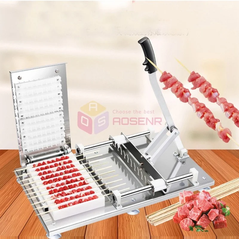 Manual Satay Skewer Machine BBQ Stainless Steel Mutton Kebab Lamb Tools Doner Meat Wear String | Дом и сад