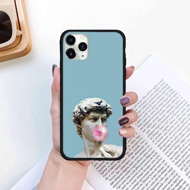 

mona lisa David Statue stone sculpture Phone Case for iPhone 11 12 pro XS MAX 8 7 6 6S Plus X 5S SE 2020 XR Luxury brand shell