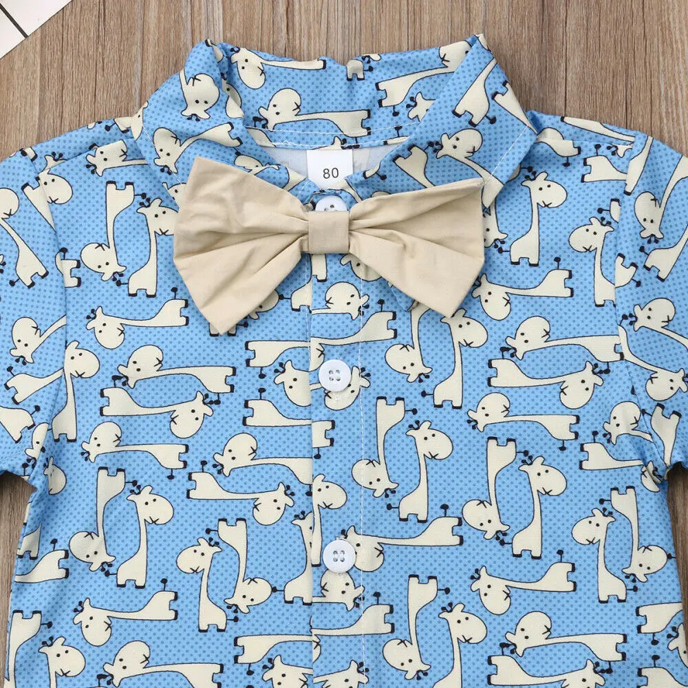 1-6Y Kids Baby Boy Summer Suit Wedding Gentleman Clothes Sets Dinosaur T-Shirt Shorts Outfits 2pcs |
