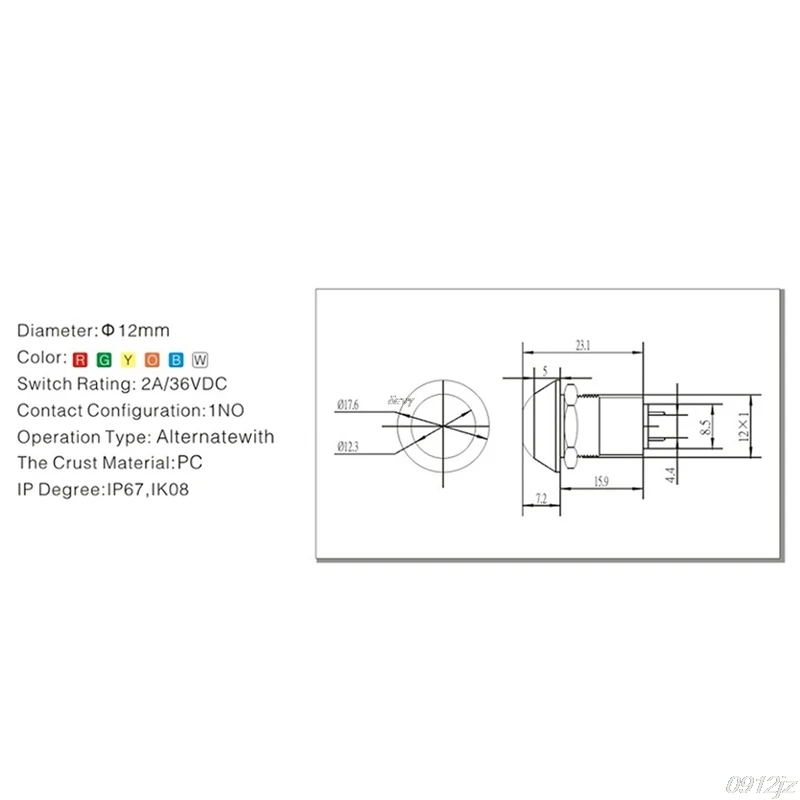 1 шт. водонепроницаемый кнопочный выключатель SPST с мгновенной задержкой