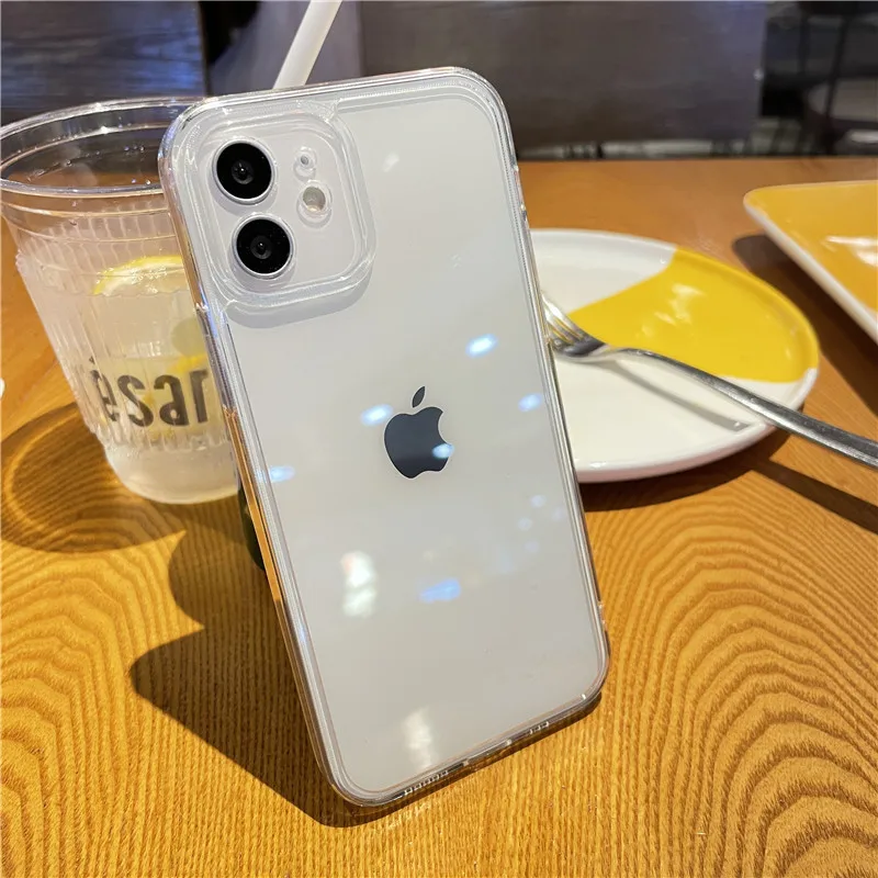

Простой защитный прозрачный мягкий чехол для iphone 12 11 Pro 7 8 Plus 6 SE Xs Max XR из закаленного стекла