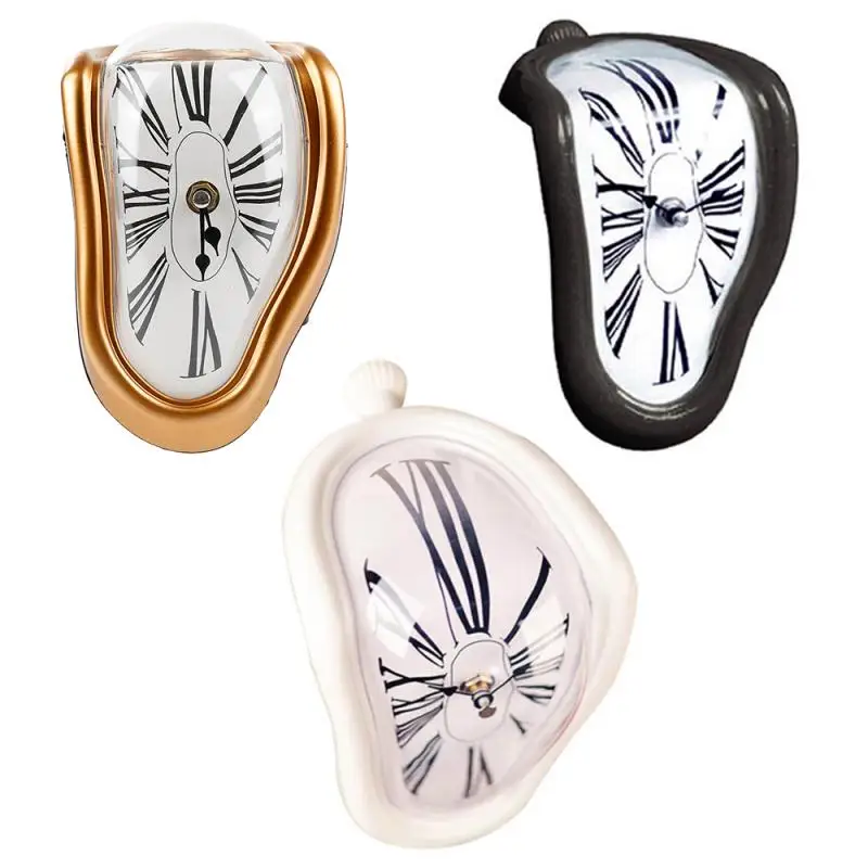 

New Creative Melting Time Warp Clock Roman Number Book Shelf Desk Decorative Gift Hanging Art Design Style Distorted Clock Hot